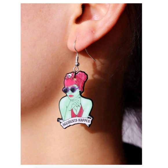 🧿 2 for $25 🧿 Beetlejuice - Miss Argentina "Accidents Happen" Acrylic Earrings - Picture 5 of 8